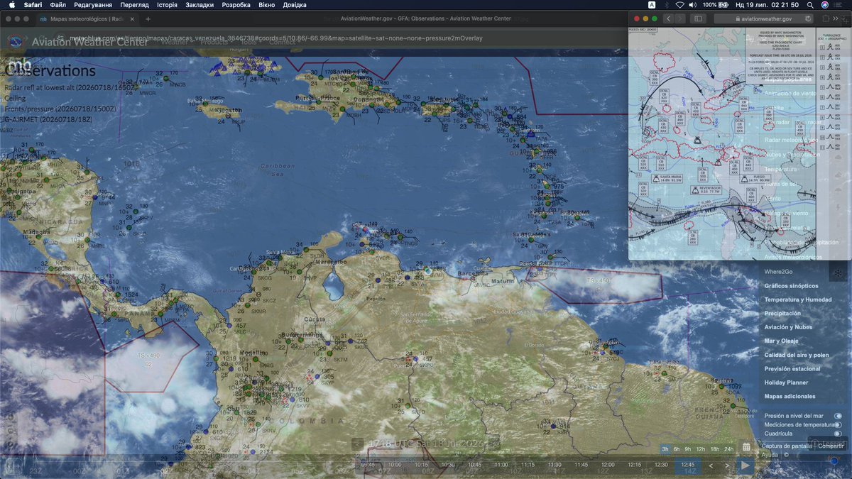 RJt5observatory's tweet photo. https://t.co/8L9cXJKfDJ
🇻🇪🇯🇵👁‍🗨✈︎Spreads Venezuelan Capital Caracas surface 600btw100hpa Superficie amplia zona de Caracas, Venezuela, altitud 600/100hpa After the Duplex Earthquakes 24th,June 2026      
1645/17xxZ 18th,July 2026  

[#RJt5 #P6w]  Single entry meteoBlue satelites 

600/400/200/100hpa each 14000/24000/39000/52000ft alt each  

WAFC LONDON PGEE05 06Z-18th     
Estos son los materiales del Gobierno de EE. UU./WAFC LONDRES #meteoBlue #Accuweather