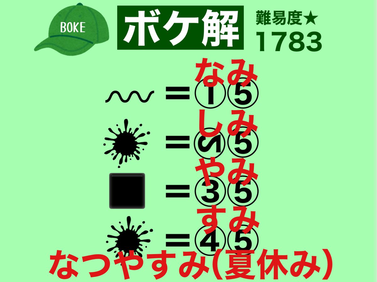 ボケ解1783】 空欄に入る言葉は「なみ（波）」「しみ」「やみ（闇