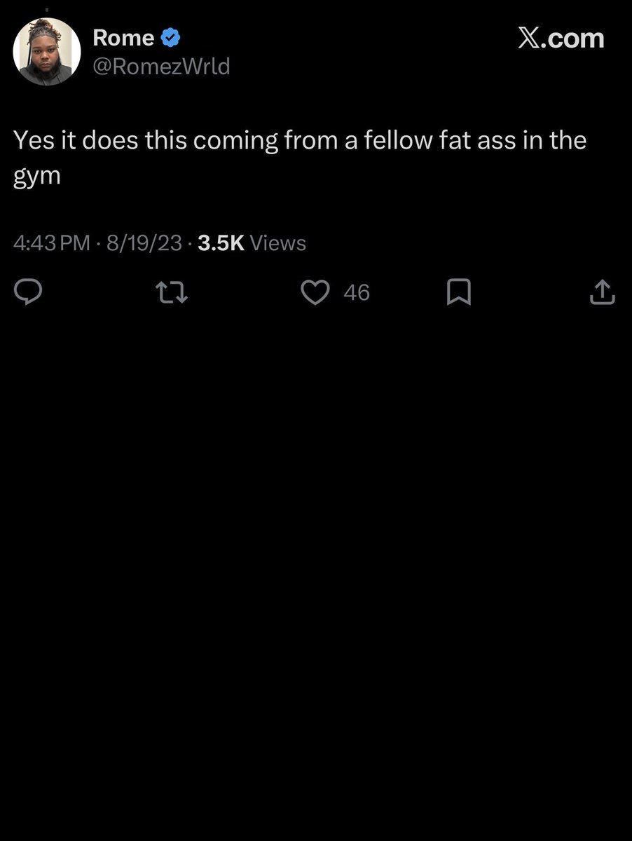 throwing2s's tweet photo. @RomezWrld @scubaryan_ You’re currently crying being a fat ass bitch in the gym lmfao https://t.co/73tjARIXRY