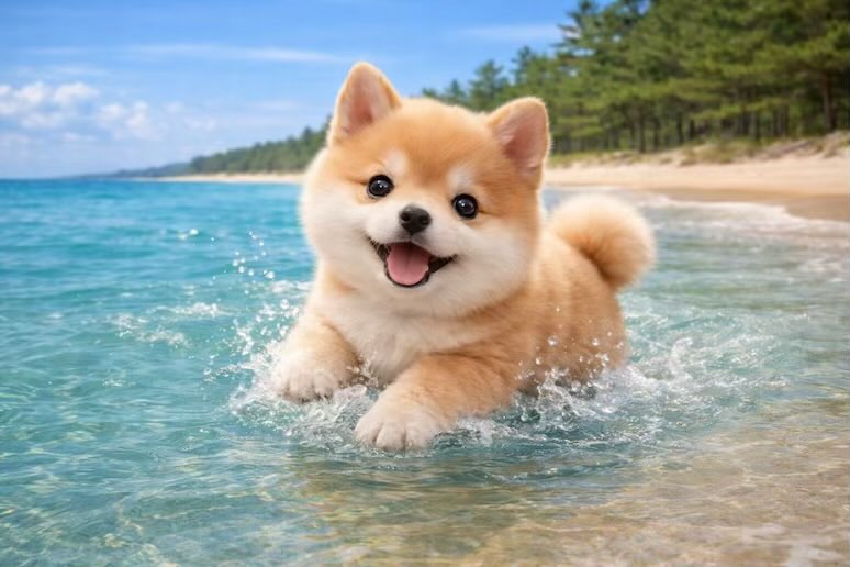 今日は海の日まめ⁉︎ 元気にはしゃいでるまめ！ 暑くなりそうな月曜日