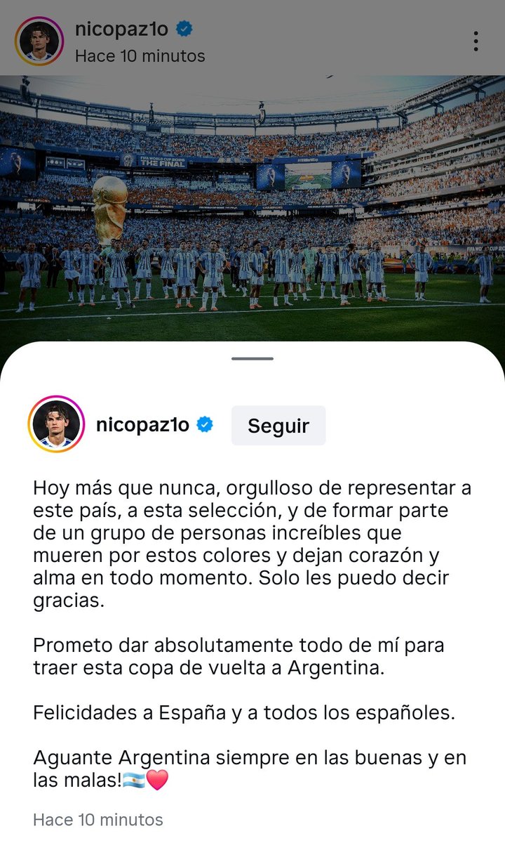 leewjjk's tweet photo. "prometo dar absolutamente todo de mi para traer esta copa de vuelta a argentina" TE AMO NICO PAH 😭😭 https://t.co/WC1nfW3TT2