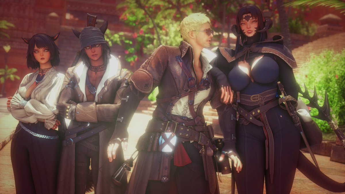 Teashaawp's tweet photo. Rivalry dynamic except its just a ragebaiting bodyguard and the employer she loves to piss off.

| #gposers | #FFXIVScreenshots | https://t.co/82VGNvfG03