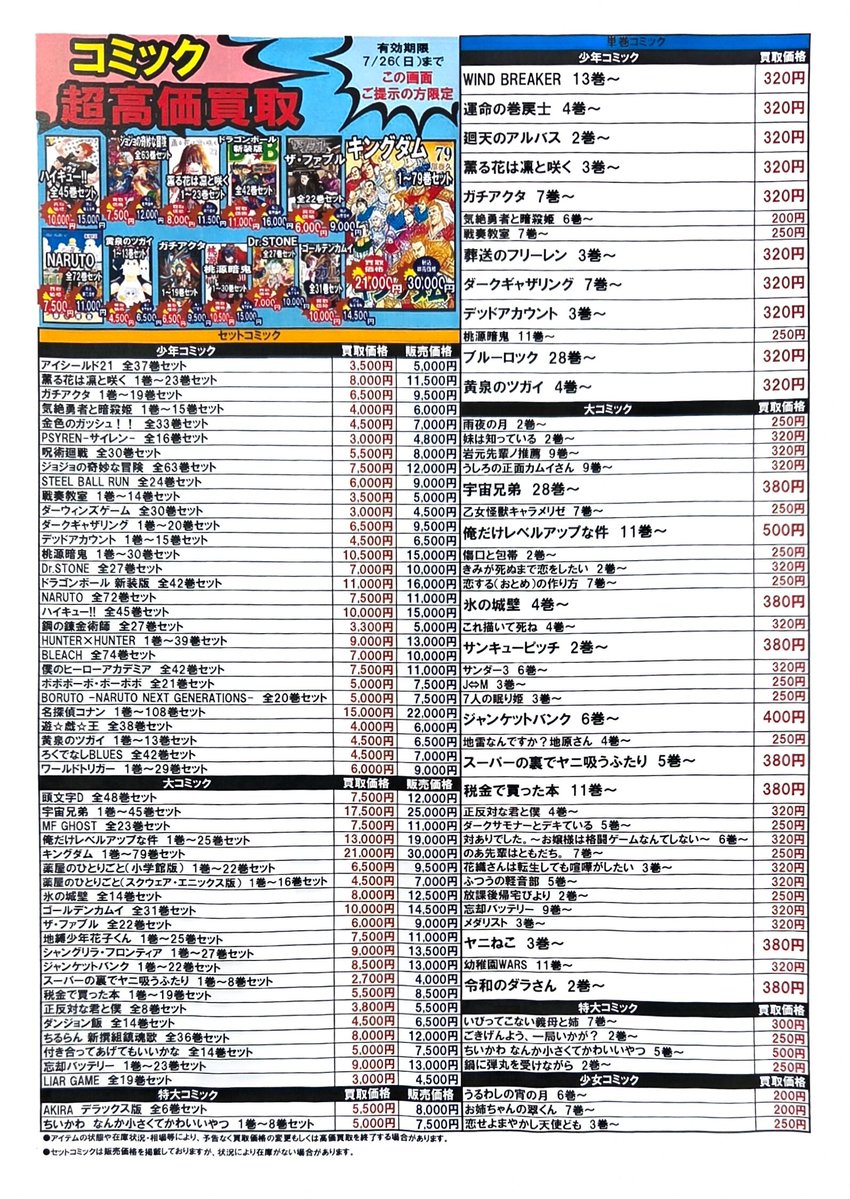 おはようございます。 ブックマーケット東金沢店です。 コチラの画面を