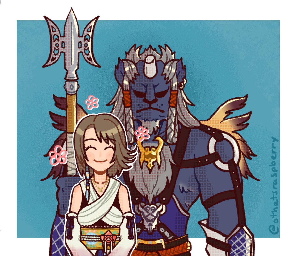othatsraspberry's tweet photo. I love FFX and I love KIMAHRI 💙 

if I was forced on a religious pilgrimage to my death, I would like a big blue lion man protecting me 🙂‍↕️

(old arts from some years back) https://t.co/gBbkT3vEbW