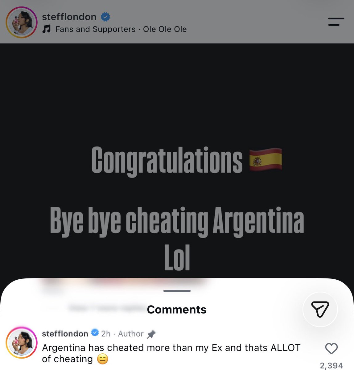 1BENNY7G's tweet photo. lmao, Stefflon Don watched Burna Boy perform today at the World Cup Final and can’t get over him. 😂 https://t.co/0vxz8IqkKa