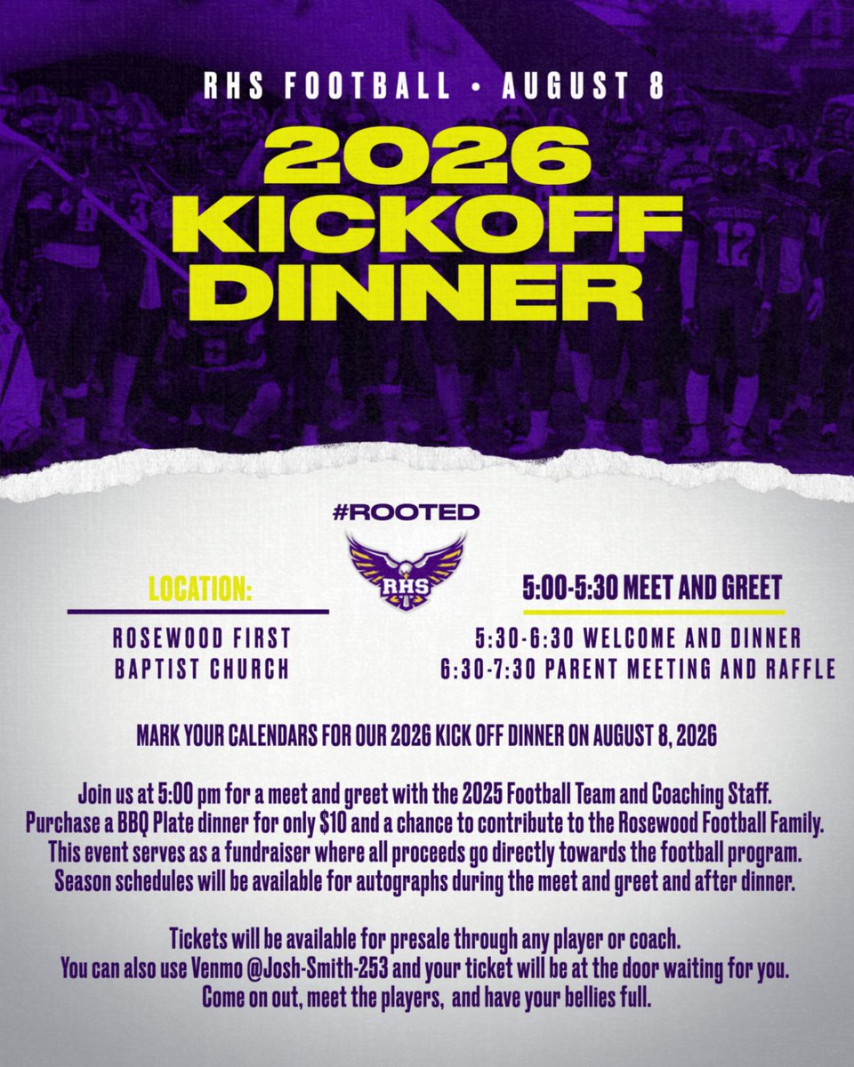 RHS_EagleSports's tweet photo. 3 Weeks away.....don't let this opportunity pass you pay as it is a great night of fellowship. Please see any of the coaches or players for a ticket. #rooted https://t.co/yNRxdXDMBc