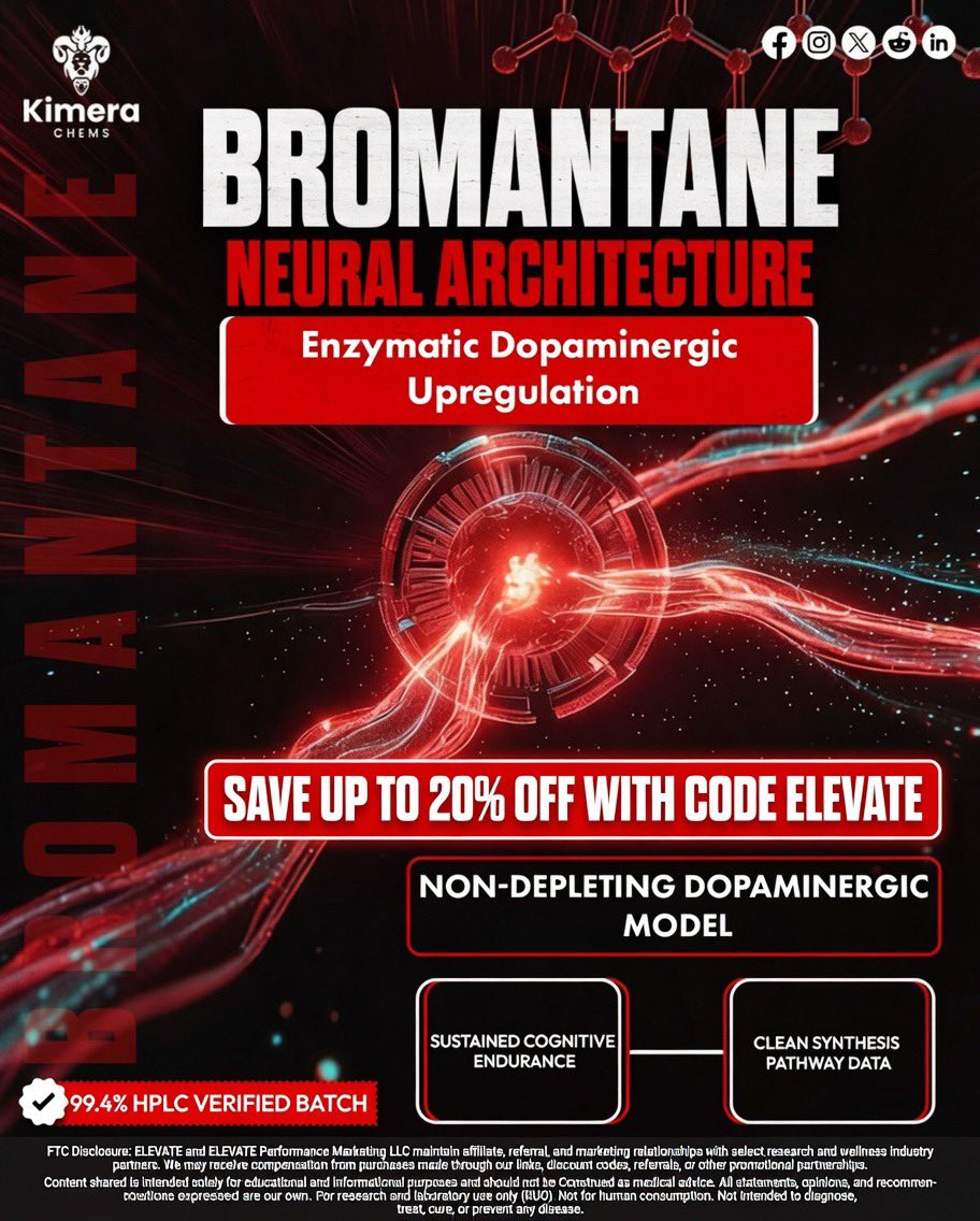ElevateBiohack's tweet photo. #Bromantane #BromantaneResearch #Dopaminergic #NeuralResearch #CognitiveResearch #ResearchCompound #RUO #ResearchUseOnly https://t.co/hQZJoZob0y