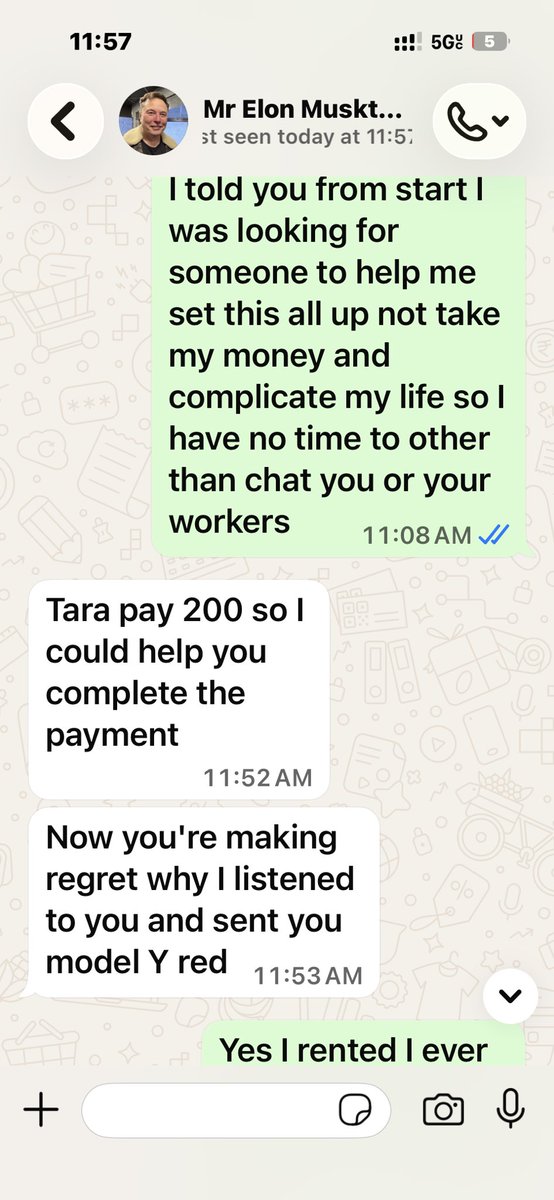 TaraTee25's tweet photo. Elon musk &amp; tesla company, Please get your act together😬I had an offer of get a Tesla car with only shipping fee  after presenting my project idea to musks team - to use Tesla Cars &amp; solar to power up eco farms &amp; deliver healthy food - yet I got involved in a scam! Please help!! https://t.co/6J8u6yd4RJ