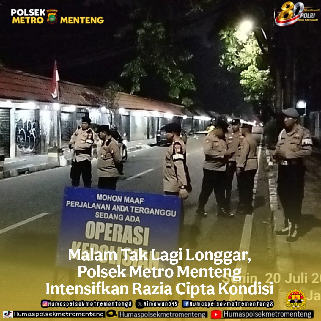 himawan015's tweet photo. Malam Tak Lagi Longgar, Polsek Metro Menteng Intensifkan Razia Cipta Kondisi

Jakarta Pusat – Polsek Metro Menteng kembali mengintensifkan kegiatan razia stasioner sebagai bagian dari Operasi Cipta Kondisi dalam program Jaga Jakarta. Kegiatan yang berlangsung di Jalan Surabaya, https://t.co/82Aggvuuzs