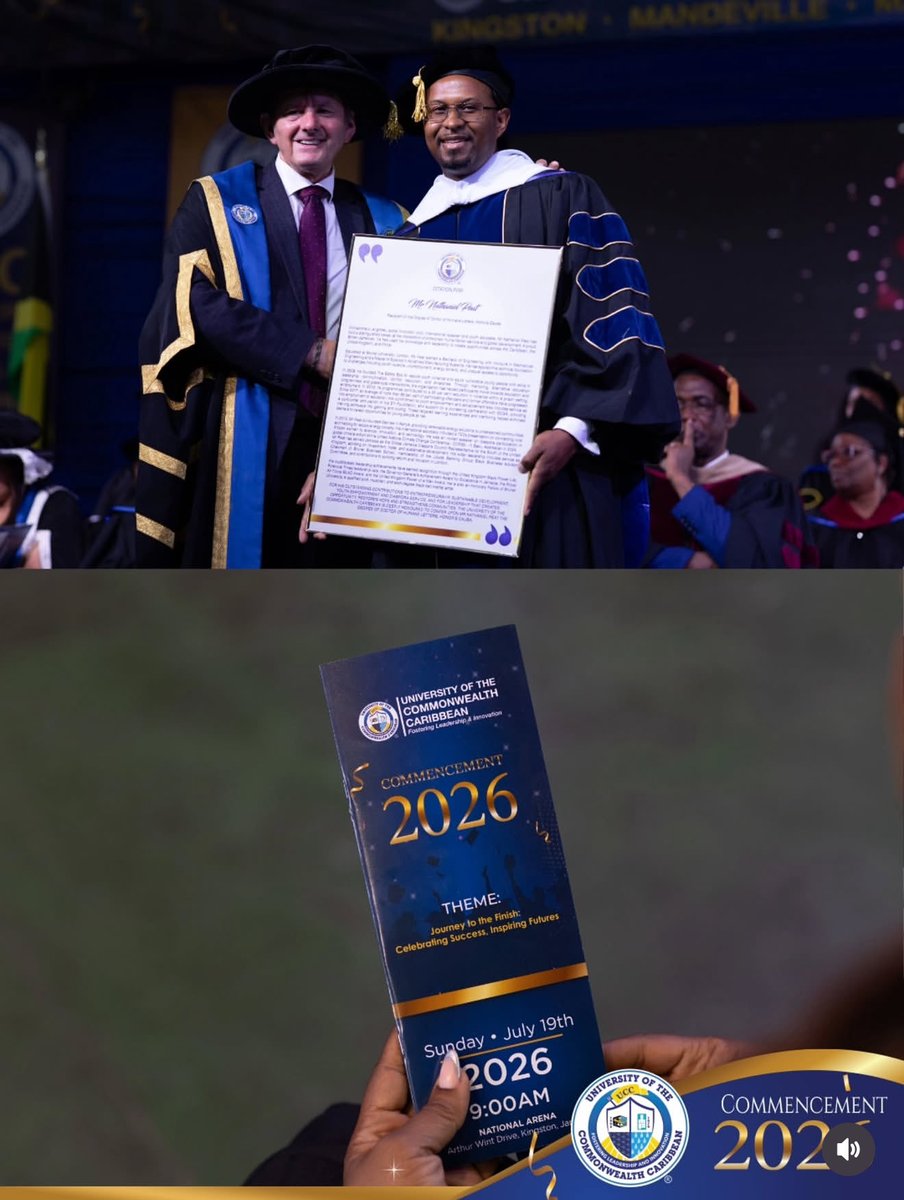 nathanielpeat's tweet photo. Deeply honoured and humbled to receive this prestigious Doctorate from the University of the Commonwealth Caribbean. Honorary Doctor of Humane Letters (D.H.L.), honoris causa. https://t.co/RP2jMuSAzb