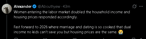 BrodyAndBeyond's tweet photo. @Abouthyew @unusual_whales yeahhhh you're gonna need to show me where you depicted this as a more complex problem other than "women entered the workforce" https://t.co/yfxAH7RGtE
