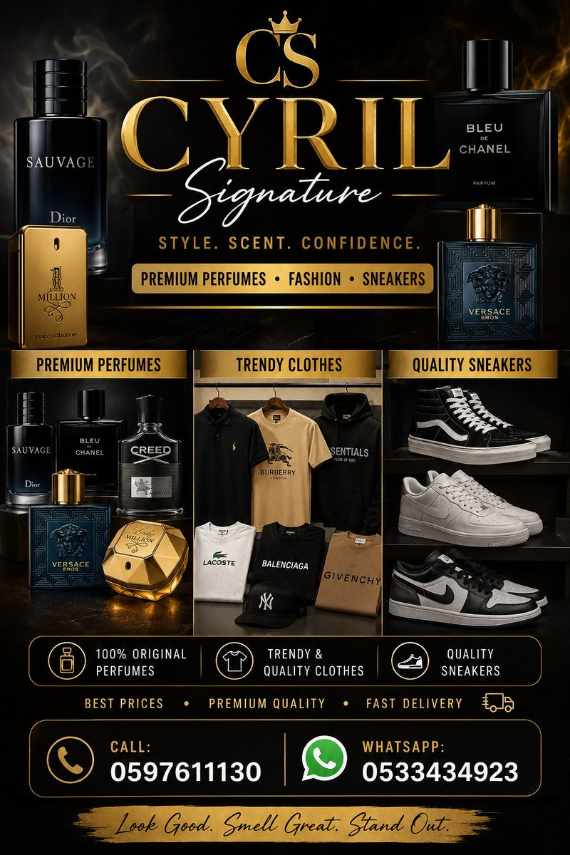 Cyril0j's tweet photo. Smell expensive. Dress with confidence. Step out in style. 👟👕🌸 Your one-stop shop for premium perfumes, sneakers, and fashion essentials. DM to place your order. ✨ https://t.co/Ouq1KefXeX