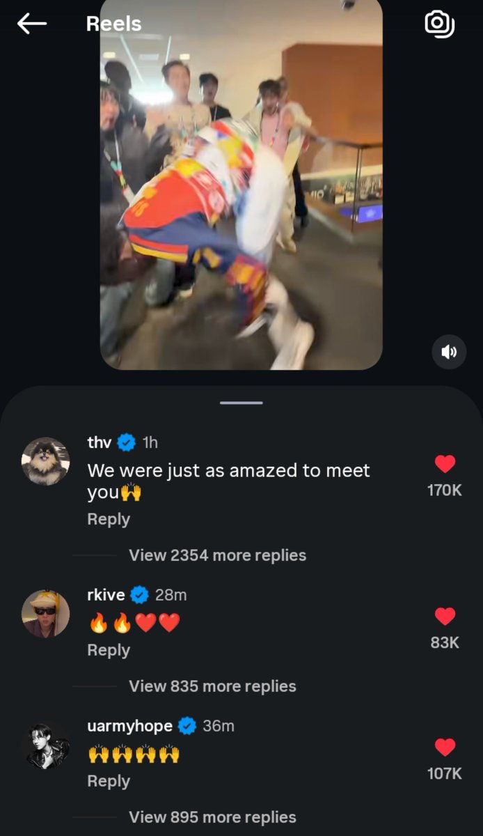 ughmane's tweet photo. Namjoon, J-hope, Taehyung and Jungkook commented on their interraction with ishowspeed on IG!

thv: "We were just as amazed to meet you🙌"

Rkive: "🔥🔥❤️❤️"

uarmyhope: "🙌🙌🙌🙌"

mnijungkook: *reposted* "😂" https://t.co/VRsjqPhqun
