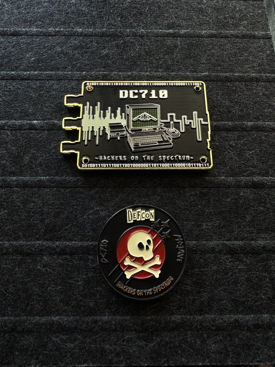 DC710_MJV's tweet photo. DC710 will be at #DEFCON handing out challenge coins this year. We’ll be in town all week @ #Blackhat , #BSidesLV , and #Defcon34 . Follow for details —this year we have a few for sale (pre-con), some as part our CTF, and the rest will be random drops. Come say hello! https://t.co/uEgnAau6c7