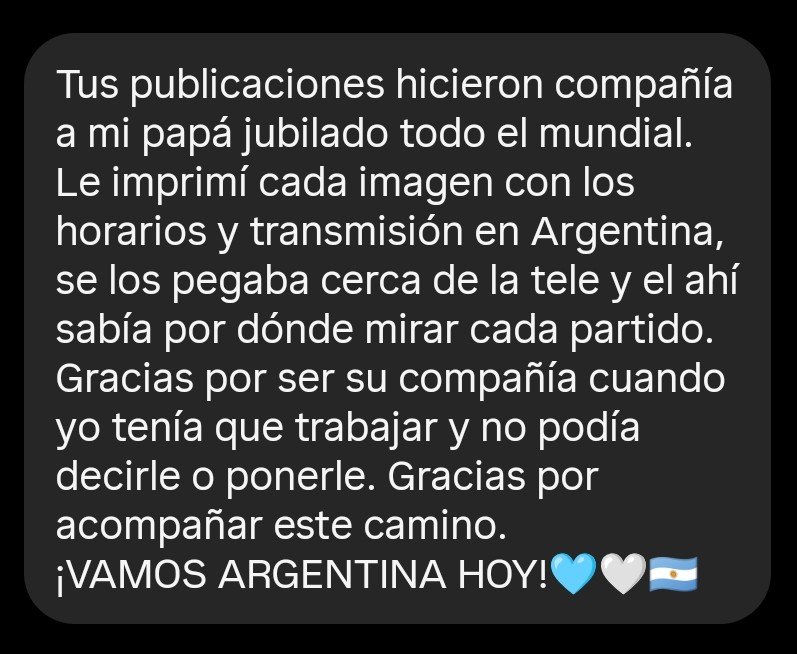 TorresTavo's tweet photo. Recibí hoy este mensaje en el Instagram donde comparto información deportiva. 

Este tipo de historias son las que me llenan de mucha alegría y motivación. Que la información sea útil y que impacte más allá, en la vida real, a miles de kms. 

Gracias a Roxi. Gracias de corazón. https://t.co/4Q07xZPWVO