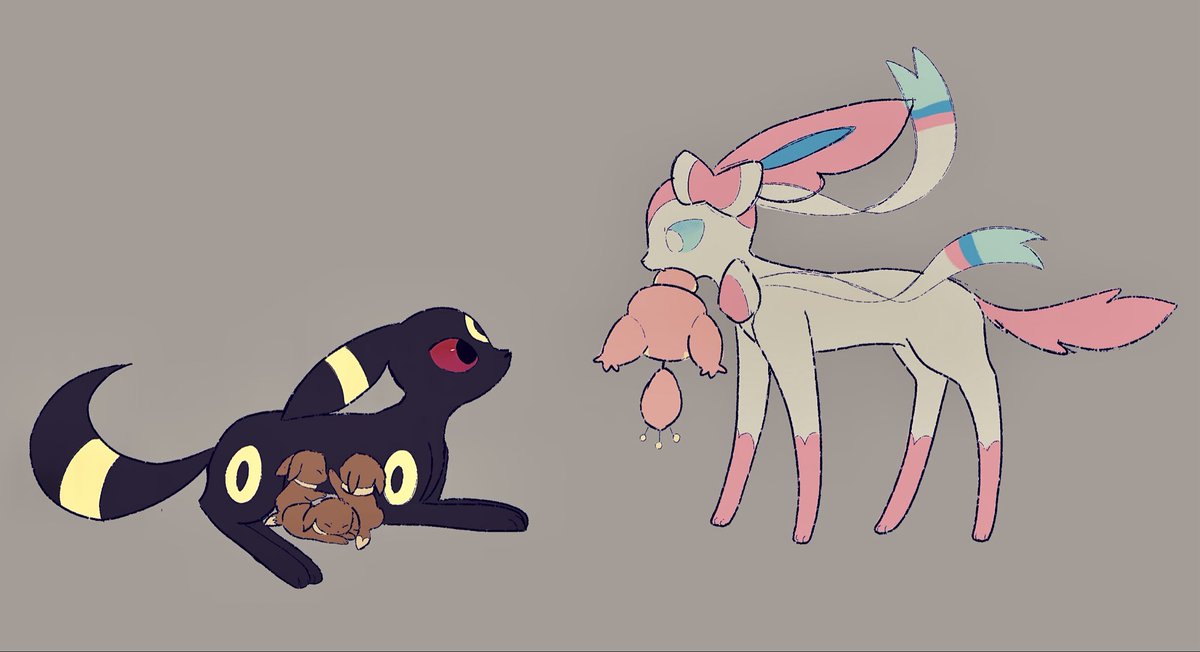 CosmicLilac03's tweet photo. An Eevee family 🌙🎀 

I miss drawing them.. | #Pokémon #sylveon #umbreon https://t.co/b3ZegLzLMm