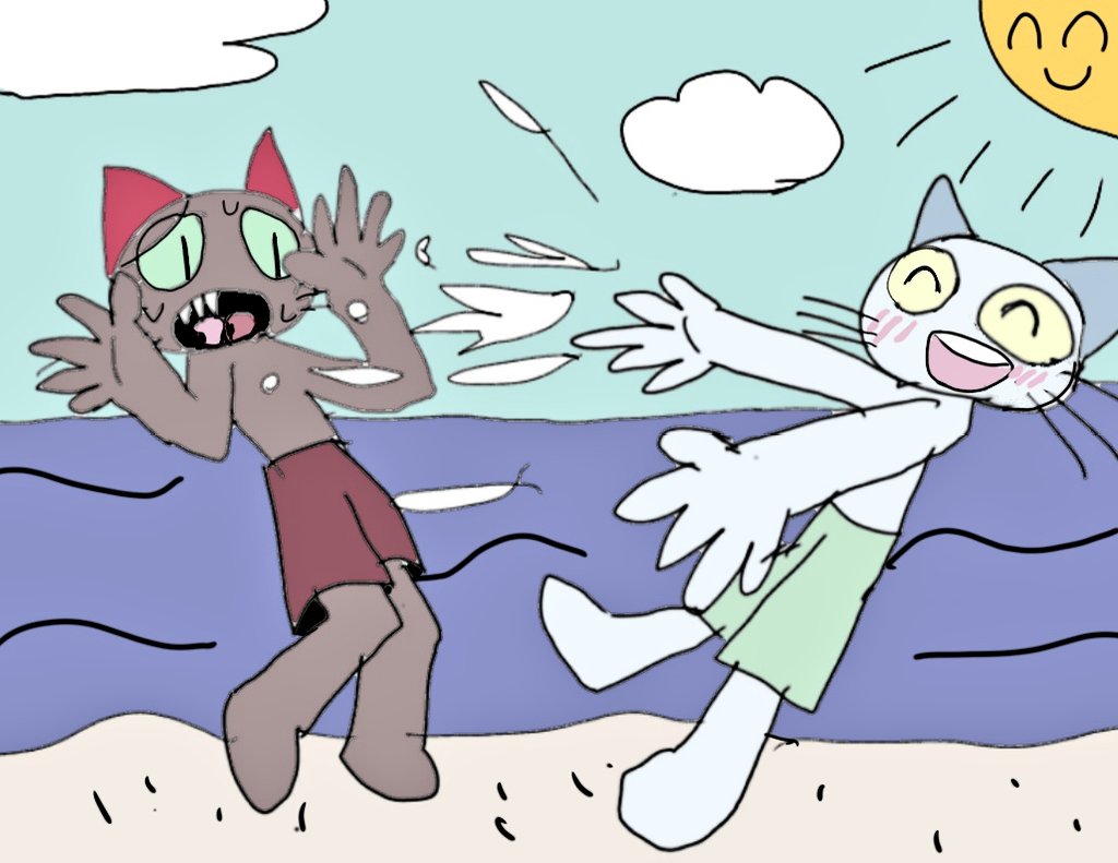 v4uld's tweet photo. #ねこのティーチくん
海の日！ https://t.co/LOK1edGi53