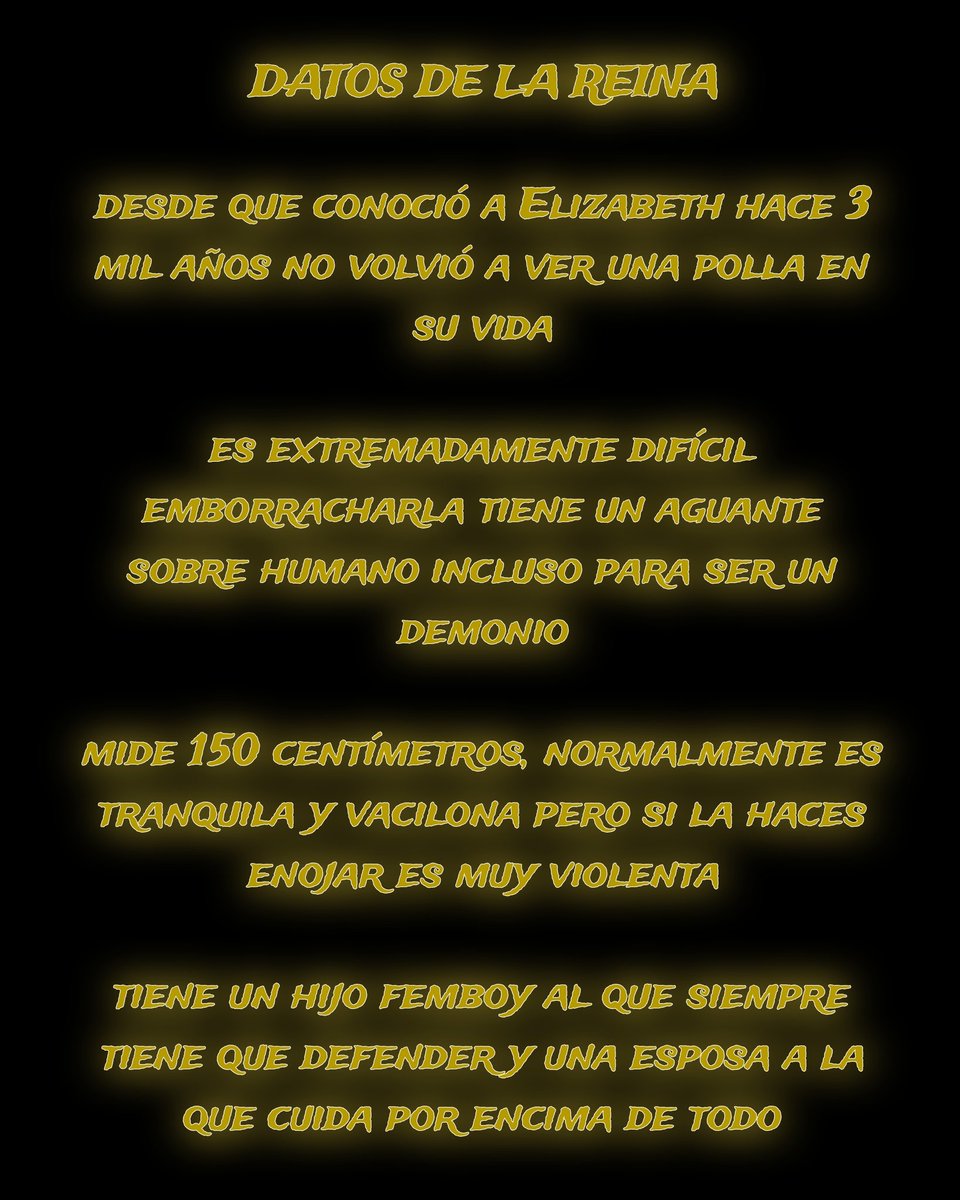 Meliodasnesu's tweet photo. ───── ❀ ༺🐲༻ ❀ ─────
- DATOS DE LA REINA https://t.co/aT9dK880LG
