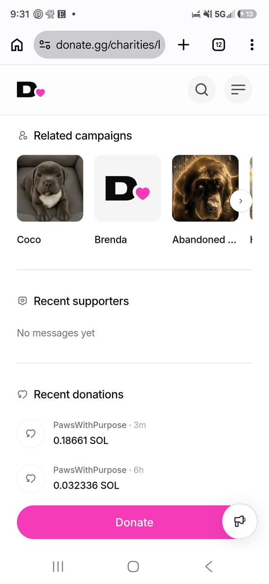 PawsWPurpose's tweet photo. For those still in doubt. Here's what has been sent to https://t.co/oOIJL4ubZx for @HopeForPaws so far. Not including the .2 sol I donate manually. I would ultimately love to be able to get donations upwards of 10k. Thats a tall task maybe. But if we believe we can achieve!!! https://t.co/zzGwLRl1CS