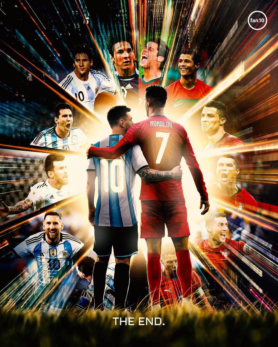 Ex_Falc0n's tweet photo. Today is the end of this two legends, I always enjoyed this rivality but all begining has an end.

Thank you Messi and Cristiano for motivate the new generation and this World Cup showed us that the new generation will be amazing with a lot of incredible players.

The End. https://t.co/V6y0olw6xA