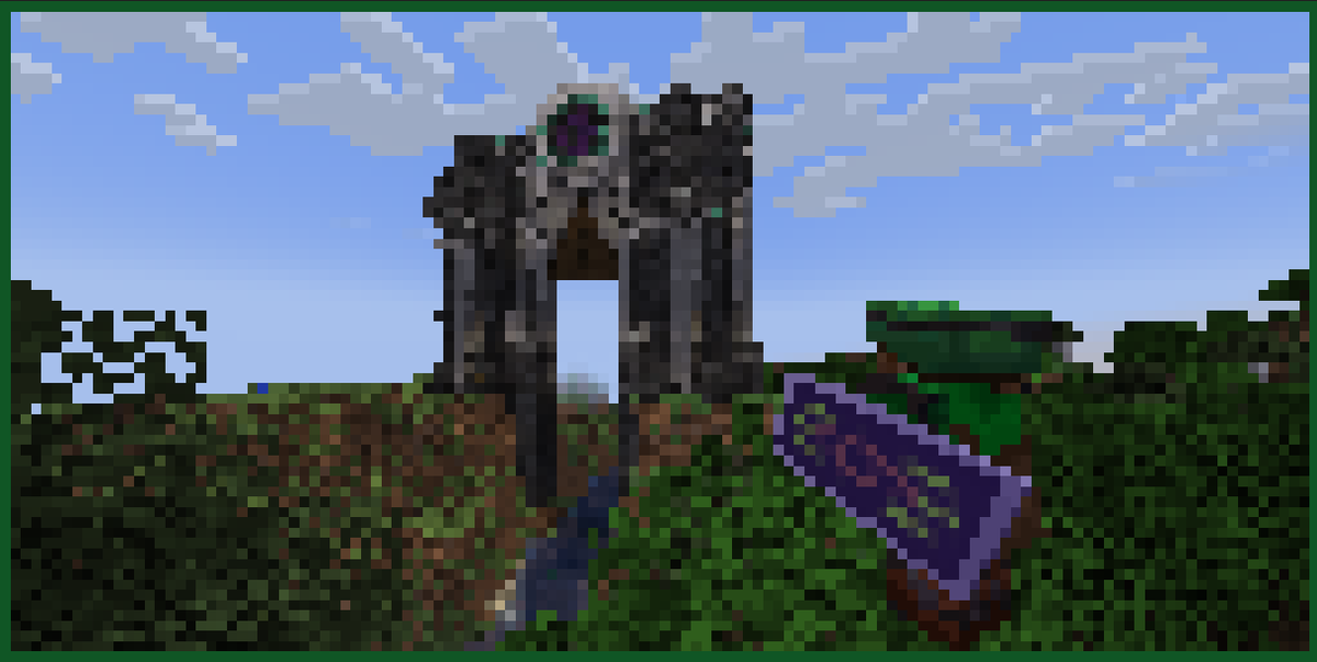 staruhn's tweet photo. Inspired by Mumbo's latest vid, I've revisited some of my Minecraft worlds, old and new, to find some cool screenshots to turn into paintings! Unlike Mumbo, this isn't really my forte, but I think they turned out nicely. 

1. Enderian Gate, current survival world https://t.co/DjncvWuBRN