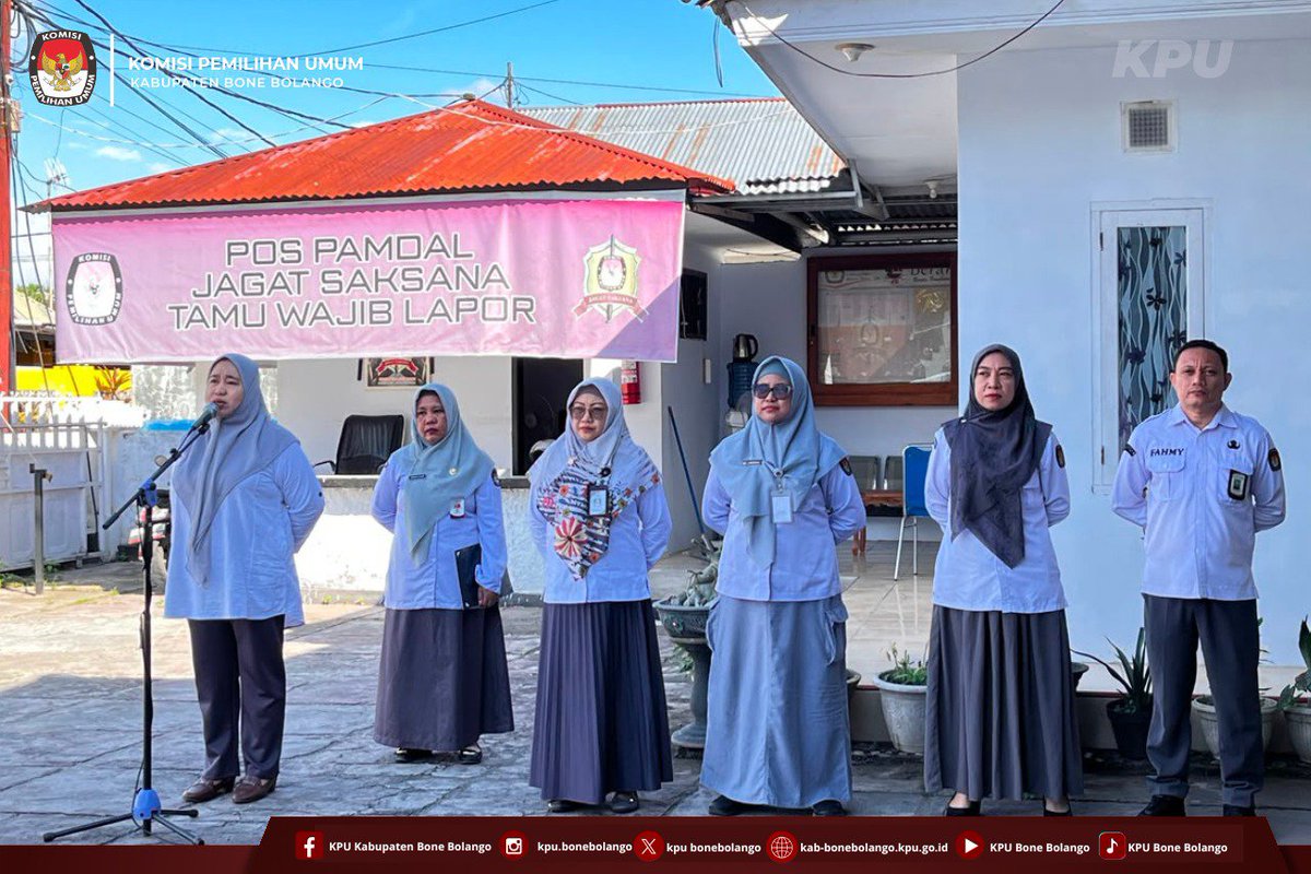 BonebolangoKpu's tweet photo. #TemanPemilih,

Senin (20/07/2026), KPU Kabupaten Bone Bolango melaksanakan Apel Pagi yang berlangsung di halaman kantor KPU. Apel pagi ini dipimpin langsung oleh Ketua KPU Bone Bolango Sutenty Lamuhu. https://t.co/ffSV8Oj5vF