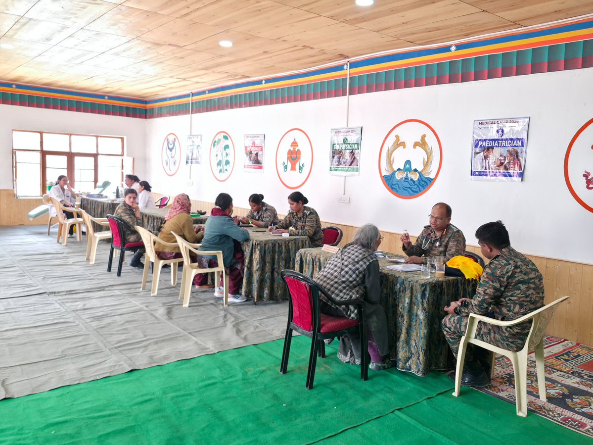 IndianArmyinJK's tweet photo. The Indian Army's Trishul Division under Fire & Fury Corps delivered compassionate healthcare through a multi-specialty medical camp at remote Chilam village in Ladakh, offering expert services in gynaecology, paediatrics, dental care, general medicine, and Ayurveda with special focus on mothers and children.

This inspiring outreach under "Operation Sadbhavana" demonstrates the Army's profound dedication to the welfare of every Indian, especially in far-flung border regions, strengthening the unbreakable bond between our soldiers and citizens while ensuring no one is left behind.

Proud of our jawans who embody #NationFirst every day: going beyond duty to bring healing and hope to the people of Ladakh. 
Your selfless service keeps our nation strong and united. 
Jai Hind! 

#IndianArmy #FireAndFuryCorps #OperationSadbhavana #HealthcareForAll #WeCare