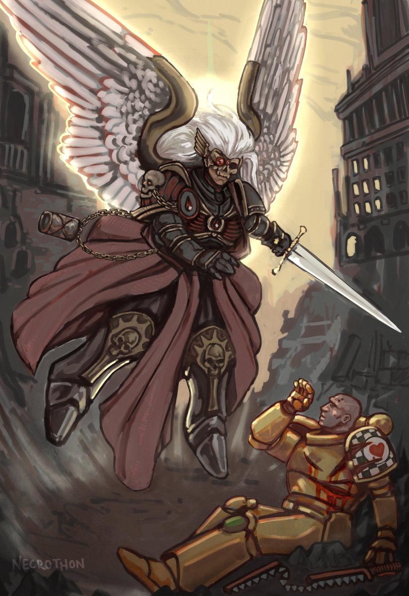 necrothon's tweet photo. Against the skies of Baal. Characters belong to @LunethD https://t.co/xI3R0MpNWW