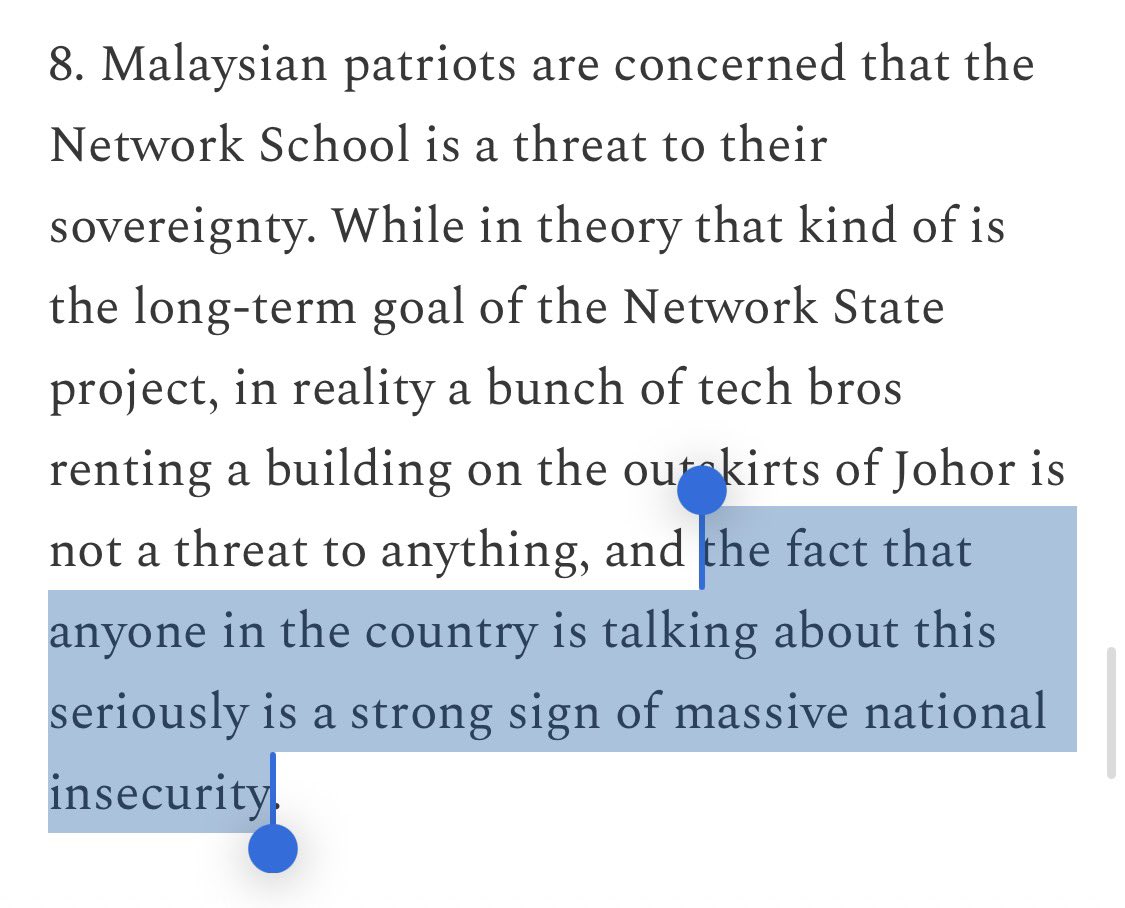 Iqtodabal's tweet photo. Haha disingenuous oped shitting on Malaysia for 90% of it, then openly admitting NS’ whole deal is trying to establish a whole ass country within our borders, and then shitting on Malaysians again by calling anyone objecting to this “insecure”. https://t.co/jdibQL823G