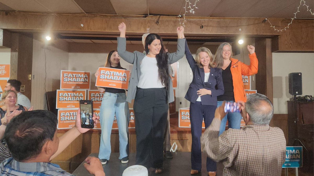 OFLabour's tweet photo. A pleasure to join members of the community, labour movement and beyond for the official campaign launch for Fatima Shaban  in Scarborough Southwest

For years Fatima has been working hard in her community, organizing her friends and neighbours around issues important to their everyday lives. Now she is putting for that energy and commitment to be the community voice at Queens Park!

We are excited to support Fatima and add her voice to the ONDP caucus.