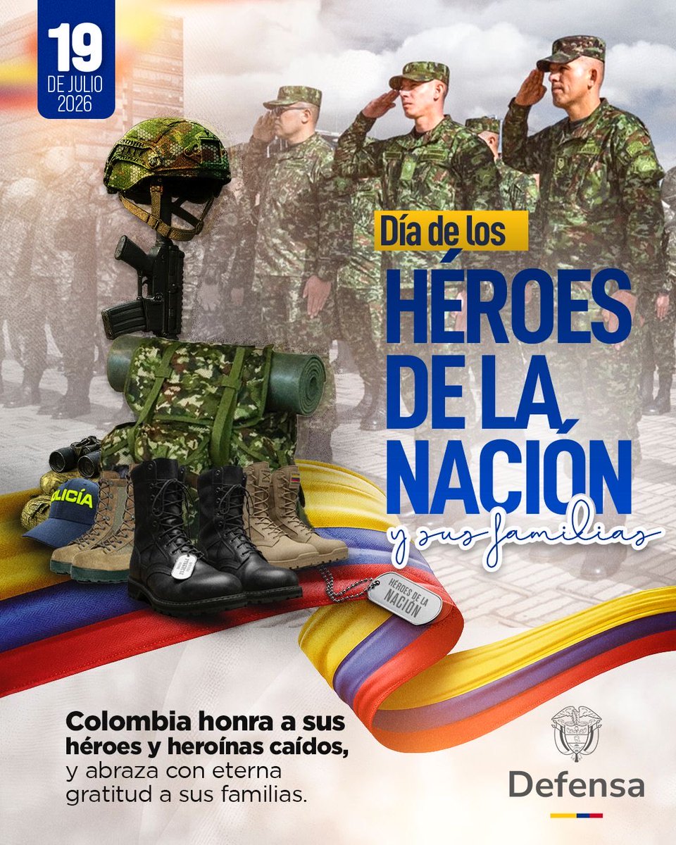 mindefensa's tweet photo. Rendimos homenaje a los héroes y heroínas de la Fuerza Pública que, con honor, valor y vocación de servicio, protegen cada día a los colombianos, y recuerda con profundo respeto a quienes entregaron su vida por la Nación.

Extendemos también nuestro reconocimiento y gratitud a sus familias, cuyo apoyo, fortaleza y sacrificio hacen parte de este legado de servicio.

A quienes hoy visten el uniforme y a quienes lo honraron hasta el último momento: gracias por su compromiso con Colombia.