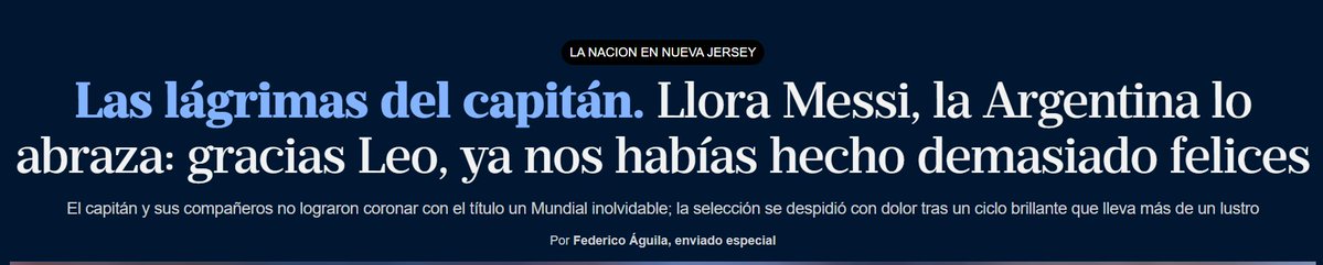 Uschilevy's tweet photo. Así titulan en Argentina.

Ni "nos robaron", ni "no era roja". 
Ninguna excusa. Ellos jugaron mejor. 

SABEMOS GANAR Y TAMBIÉN SABEMOS PERDER https://t.co/de19JmmNCj