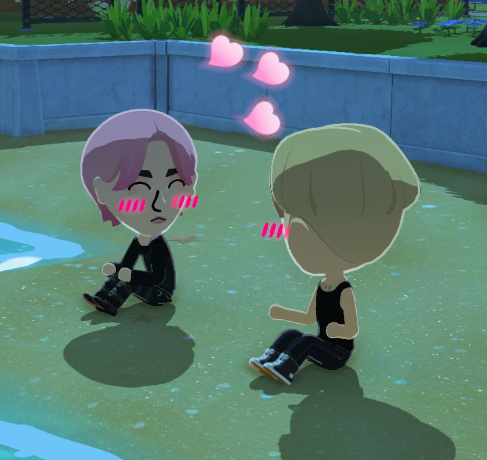yeonionize's tweet photo. my binneul... i haven't opened tomodachi life in so long i'm glad i logged in to them talking on the beach https://t.co/usM2dQBT8e