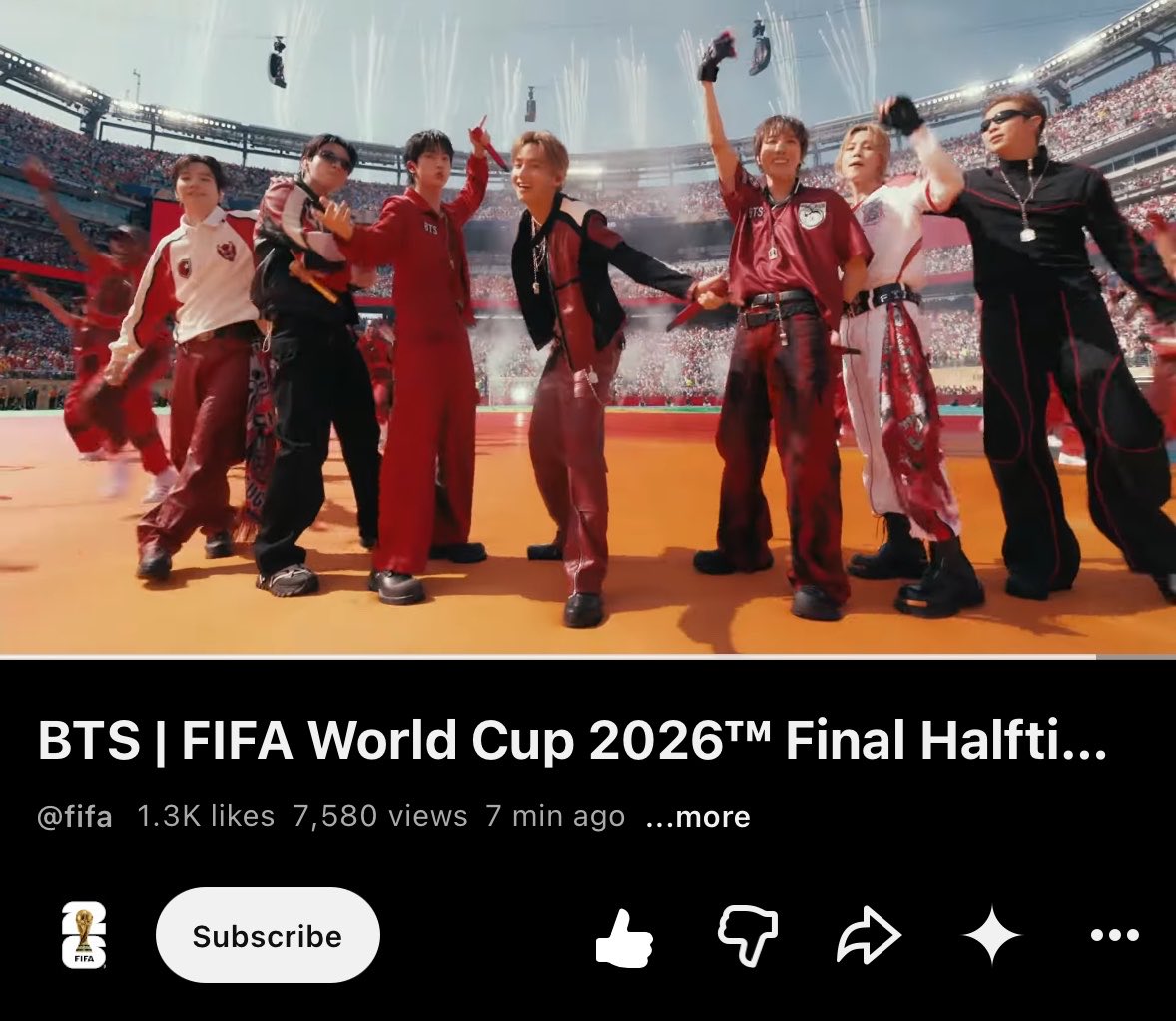 54hrtz's tweet photo. BTS solo performance of "Dynamite" at the FIFA #WorldCup Final Halftime Show 2026 has been officially posted on YouTube!

📎:https://t.co/rfQmyASggv https://t.co/mnwLvCEMNH