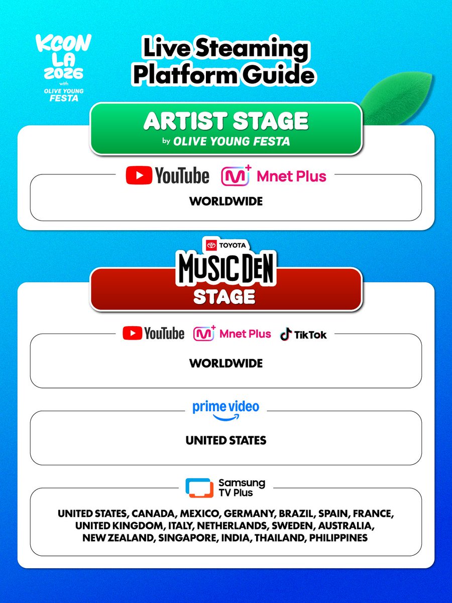 KCON_official's tweet photo. [#KCONLA2026] Live Streaming Platform Gudie 

Don’t miss KCON LA 🔴LIVE from anywhere in the world!
Get ready to enjoy every unforgettable moment, wherever you are 🙌

🔗Live Streaming Info
https://t.co/UZOBaFmcTU

-
KCON LA 2026
AUG 14-16
https://t.co/qiQnsCTiVv Arena, LA Convention Center

Let’s #KCON
