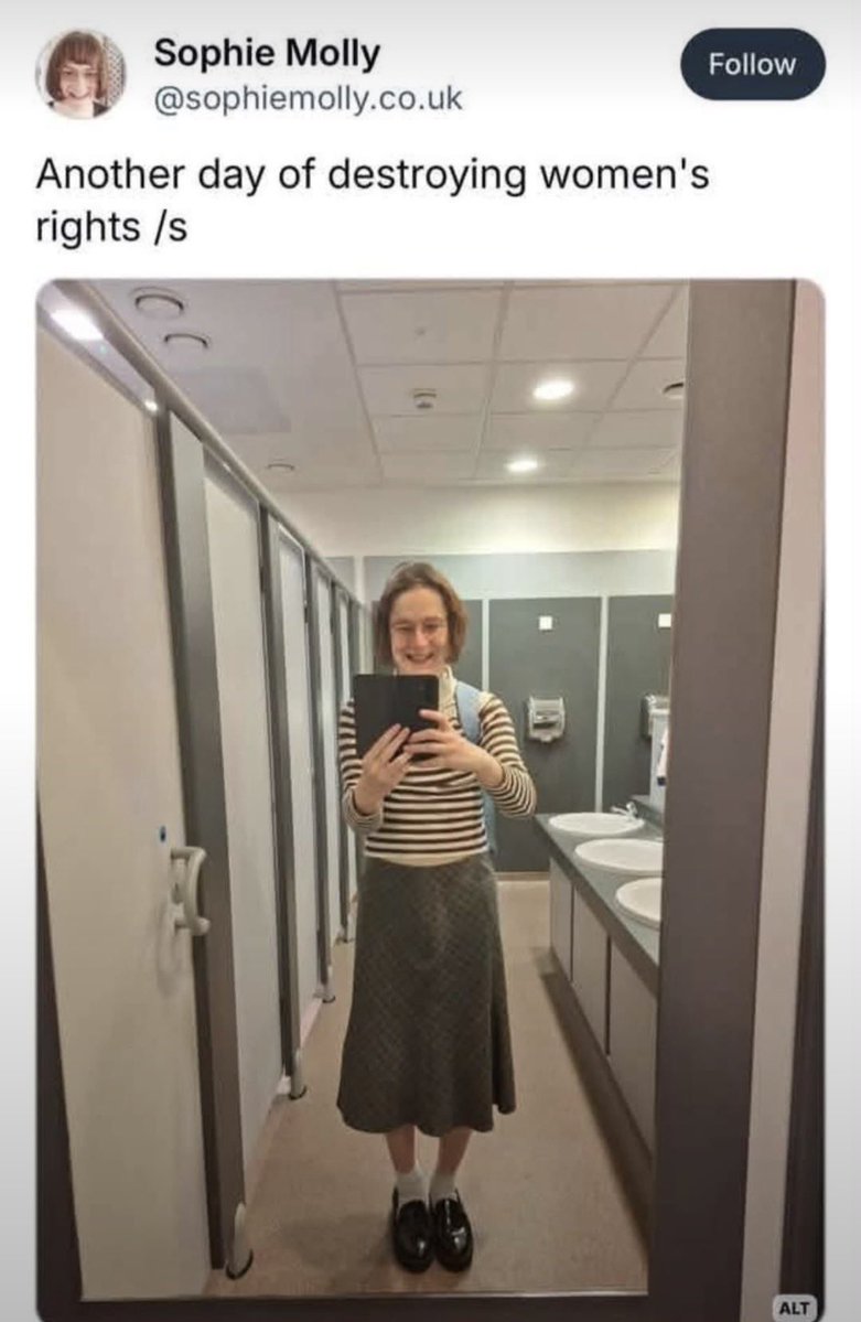 sappholives83's tweet photo. Someone pointed it out, and I apologize for how disgusting this is, but apparently our Euan was a little bit, um…excited…by his foray into the women’s bathroom. 

This is exactly why women need spaces of our own. Paraphiliac men see women’s bathrooms as their own personal porn studios, and there have already been rapes and sexual assaults as a result. Are we supposed to wait until he actually takes his dick out in public, like so many of his fellows already have? Will authorities ever do anything about this man to keep him out of the spaces he is legally not supposed to enter?