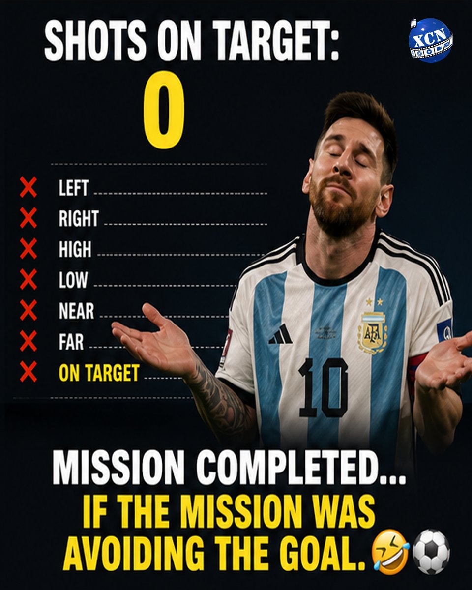 XCNToday's tweet photo. ⚠️ Entertainment Disclaimer:
This content is a fictional sports meme created for humor and discussion. It does not promote hate, harassment, or disrespect toward any individual, team, or community.
#FootballMemes #Messi #Argentina #SoccerMemes #WorldCup https://t.co/OP3Dq2Vvh4