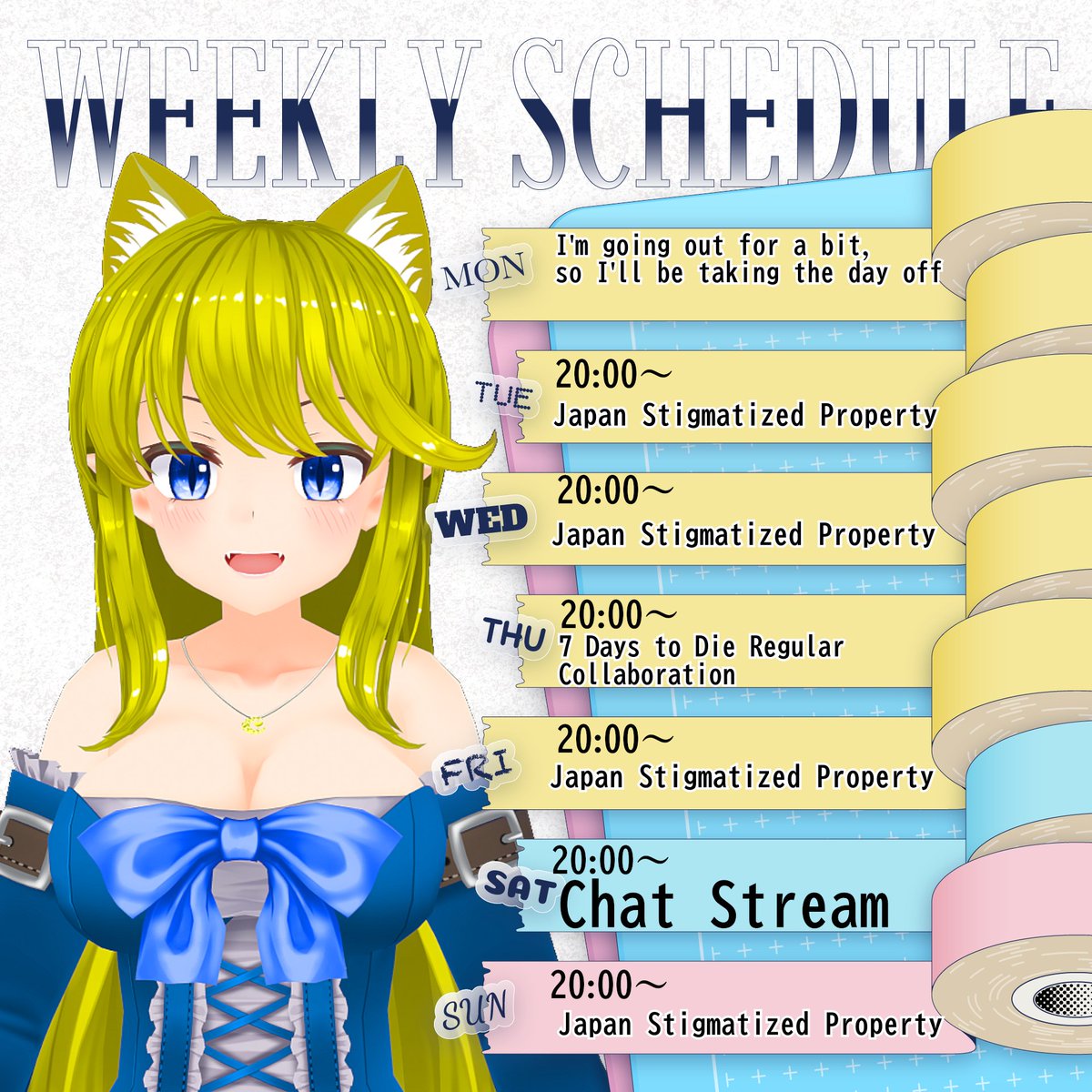 pola_the_cat's tweet photo. Here’s the schedule for this week’s (Monday, July 20, 2026 – Sunday, July 26, 2026) regular broadcasts!
If I clear JSP, I’ll update the schedule!
Check the stream URL here!
https://t.co/sbQ932B3Ar
#IndependentVTuber
#StreamSchedule
#かんばしくないん https://t.co/gk76eHwqd4