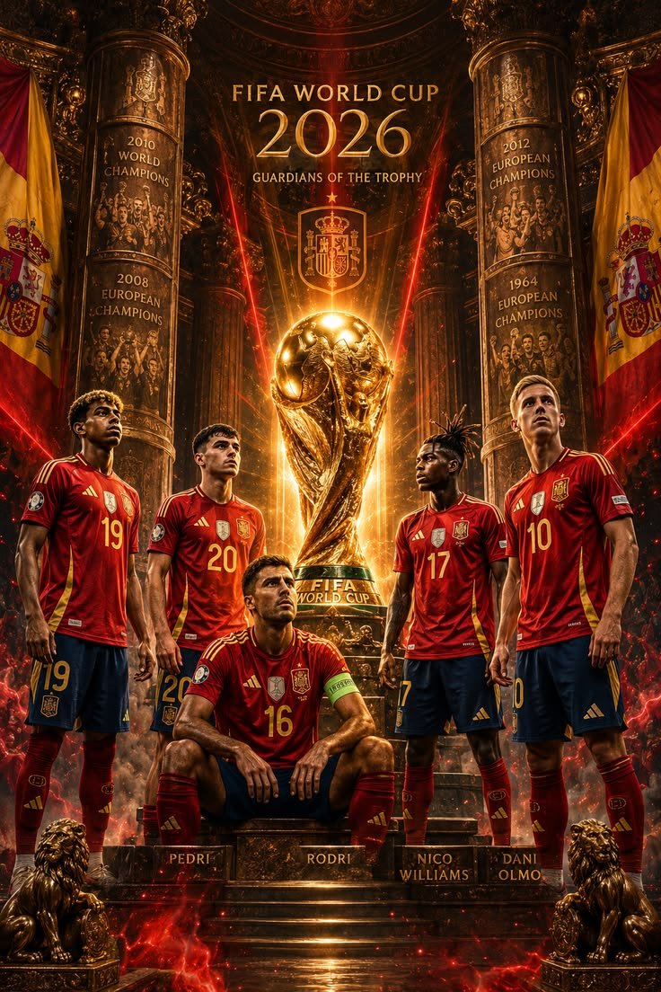 blowvings's tweet photo. ¡Felicidades, España! Campeones del Mundo 2026. Su talento, pasión, esfuerzo y unión hicieron historia. Disfruten este triunfo inolvidable. El mundo celebra con ustedes. ¡Viva España! 🏆🇪🇸🎉 https://t.co/Qi1XyYyUeh