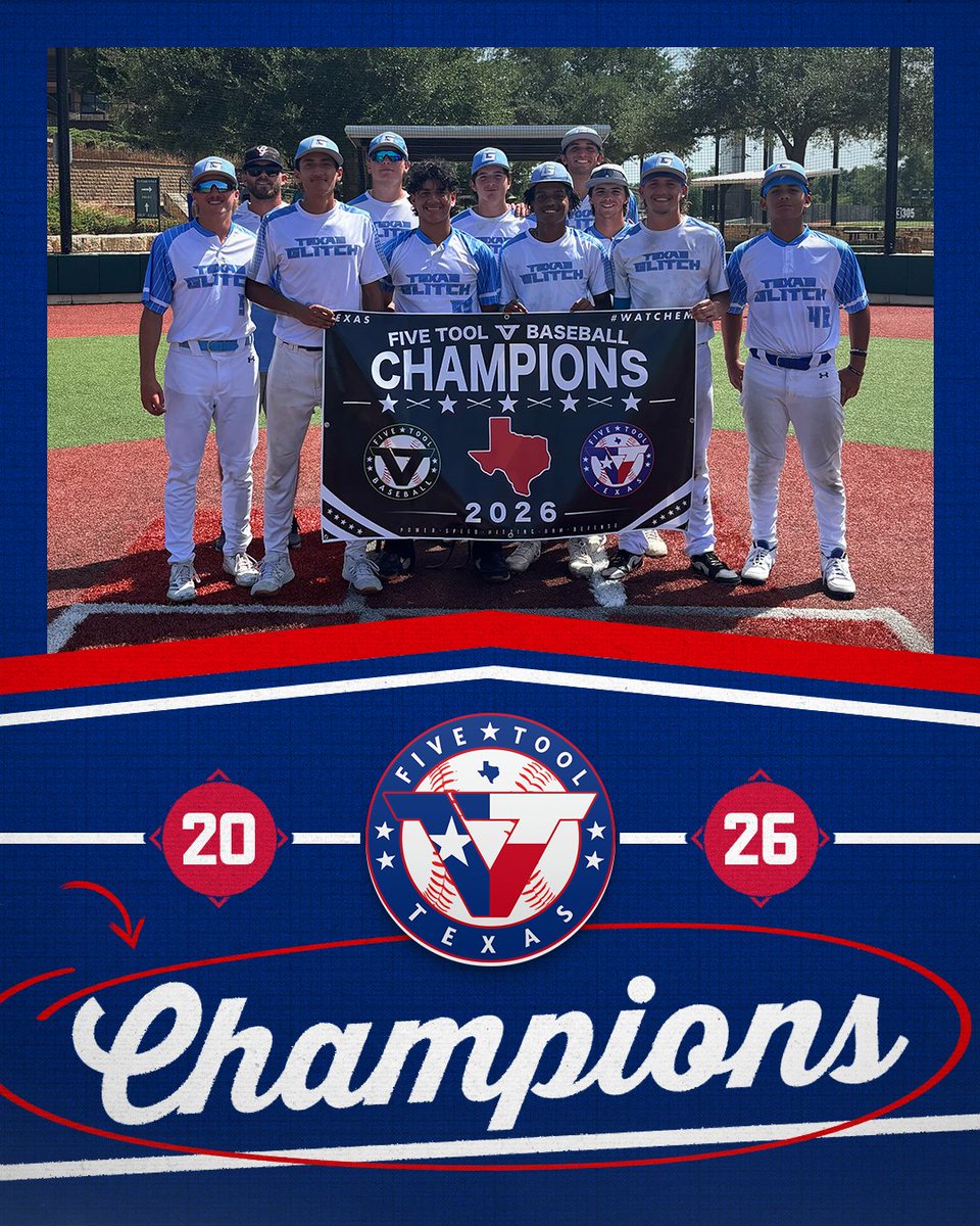 FiveToolTexas's tweet photo. 🏆CHAMPIONS🏆

Congrats to the Texas Glitch 18U National on winning the 17U/18U division of the @FiveTool Texas Franklin Ranch Classic Pro Scout and College Coaches Recruiting Camp!

#WatchEm https://t.co/jUpt2BEhz8