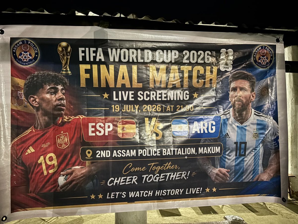 2ndapbn's tweet photo. The FIFA World Cup 2026 Final was live-streamed at 2nd Assam Police Battalion, Makum, bringing together officers, personnel and their families to witness football’s biggest spectacle.
@CMOfficeAssam
@assampolice
@DGPAssamPolice https://t.co/YgC61mzVSd