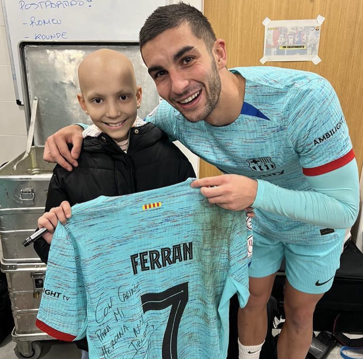 Sachinettiyil's tweet photo. María Caamaño Muñoz, a young Catholic girl from Spain who battled Ewing sarcoma and raised support for childhood cancer research, shared a special bond with Ferran Torres, the scorer of Spain’s winning goal today in the FIFA World Cup. After María passed away at the age of 13, Torres honored her memory by lifting his jersey to reveal the message: “Your light will always shine within us. Rest in peace, María.”