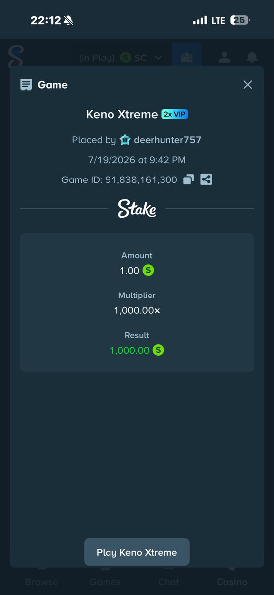 CBlakiewicz's tweet photo. @degen_lab @Stake Keno treats me right all the time! Thank you @degen_lab https://t.co/4TPE7g8TZH