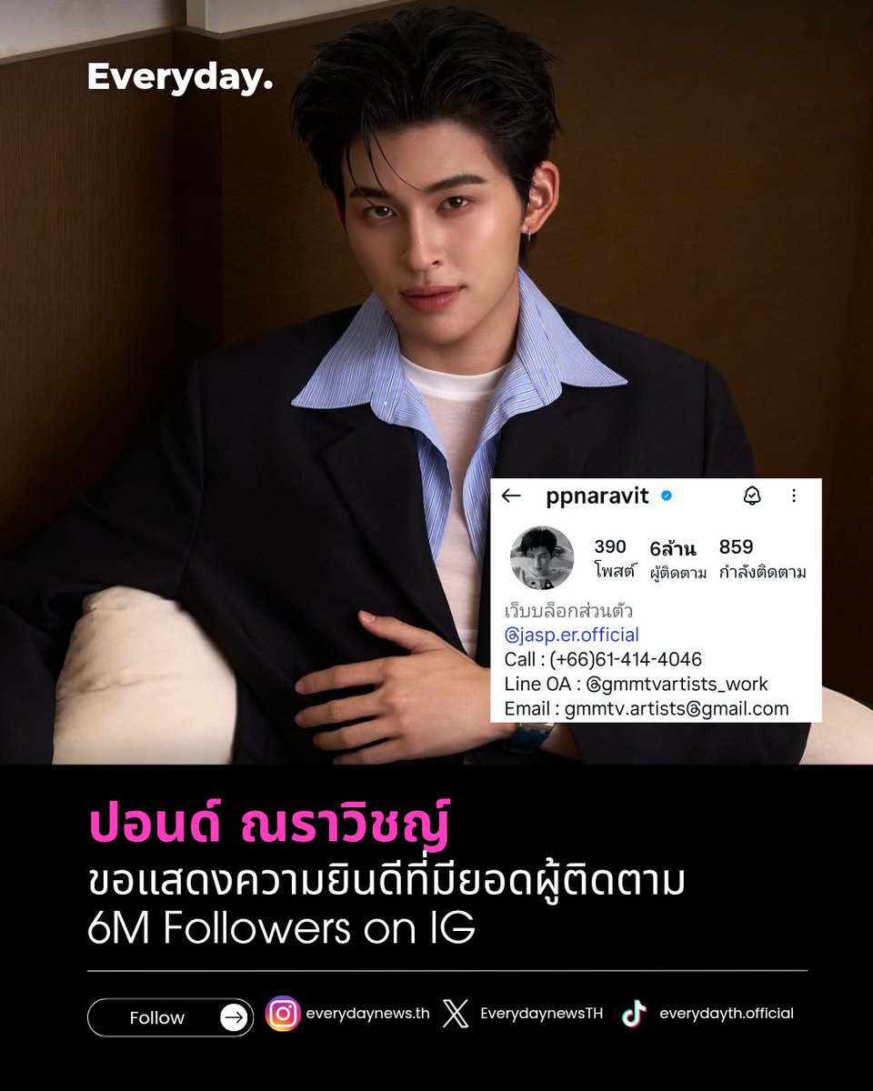 EverydaynewsTH's tweet photo. ขอแสดงความยินดีกับ "ท่านปอนด์ ณราวิชญ์" ที่ล่าสุดมียอดผู้ติดตามบน IG 6M followers เป็นอีกก้าวหนึ่ง ในการเติบโตของปอนด์ ขอให้มีแต่คนมารักมาเอ็นดู ขอให้ประสบความสำเร็จยิ่ง ๆ ขึ้นไปน้า🩷

PPNARAVIT IG 6M
#ท่านปอนด์6ล้านฟอลไอจี
#ppnaravit
#EVERYDAYth https://t.co/nPWvM0lfvF