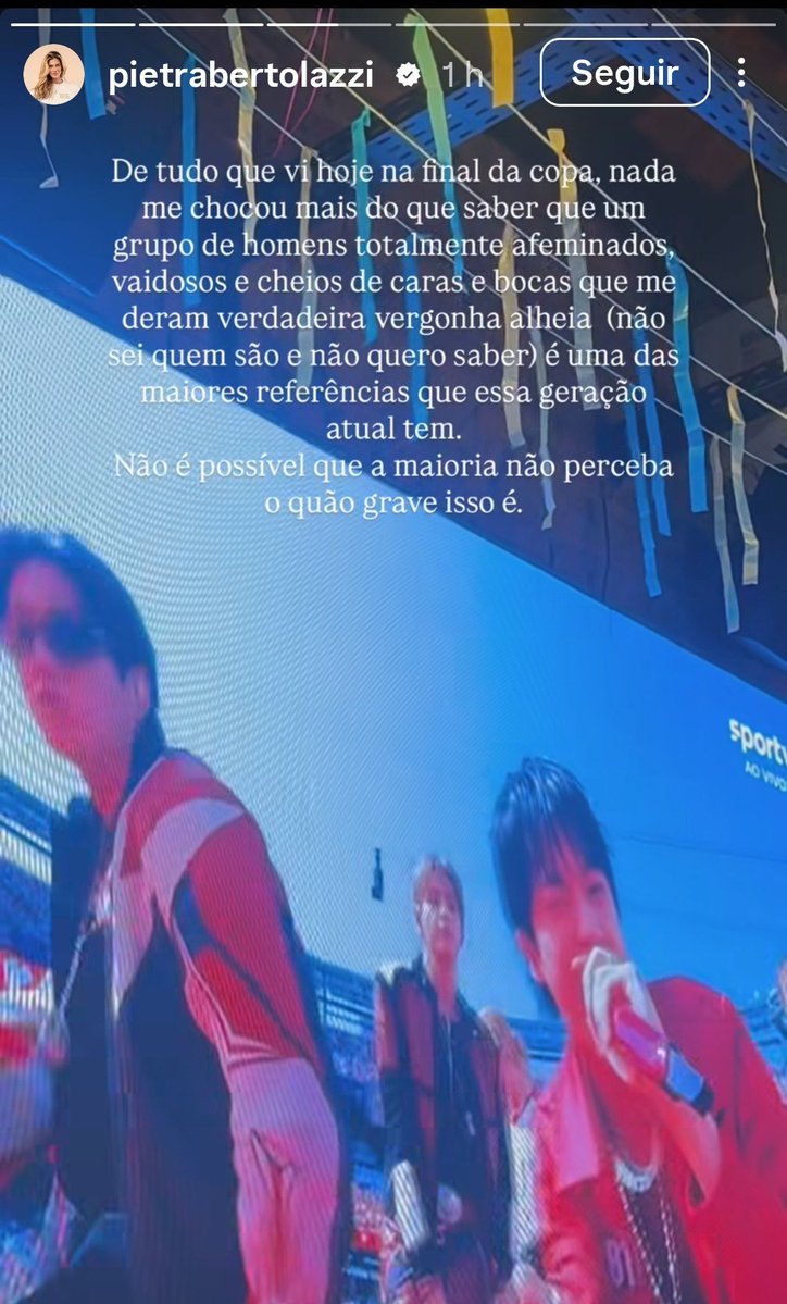 Jin_Galaxy_'s tweet photo. ATENÇÃO! 🚨

Pedimos o apoio de todos para denunciar o perfil de Pietra Bertolazzi. A criadora de conteúdo publicou comentários de teor homofóbico direcionados ao BTS, o que contribui para a disseminação de preconceito e intolerância.

DENUNCIEM E NÃO ENGAJEM! https://t.co/IrQiKFgmOM