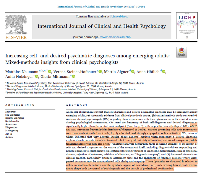 JDHaltigan's tweet photo. Youth mental health has become a boutique identity industry which no longer addresses questions regarding psychopathology characterizing individuals. Rather, it glamorizes personality idiosyncrasies leading to narcissistic self-expression abetted by diagnostic shopping. https://t.co/TGbSLyi2QN