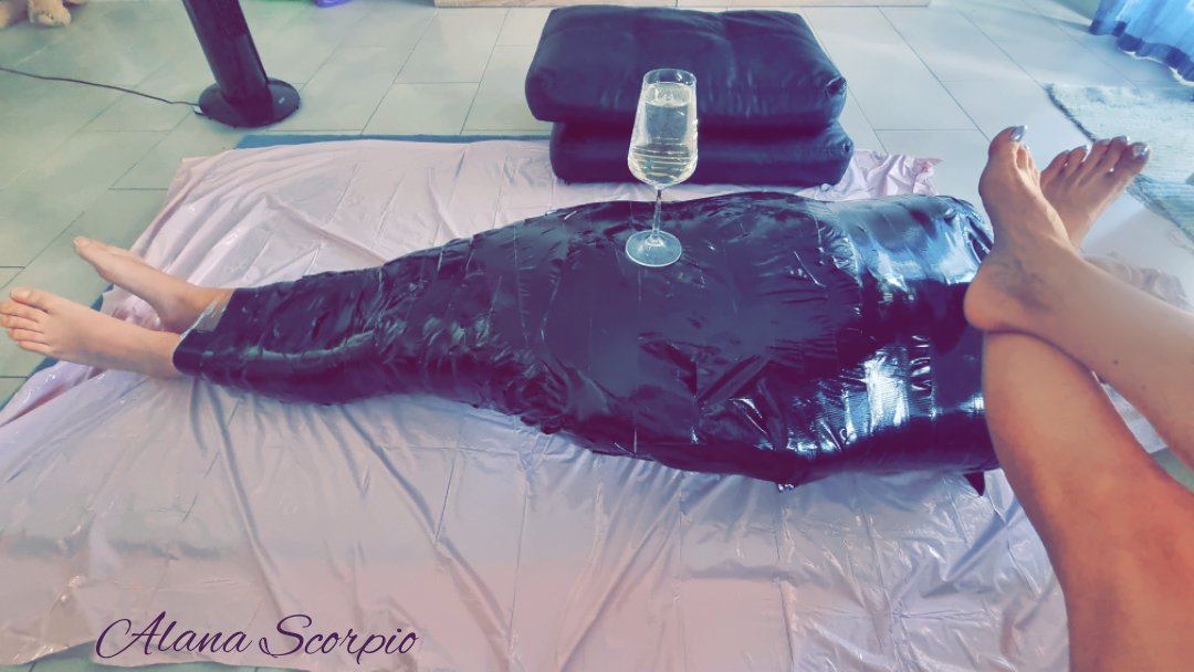 AlanaScorpio777's tweet photo. Completely bound, helpless, and exactly where he belongs – trapped under my feet. This is exactly how I demand my Sundays.

#femdom #domination #goddess #mistress #submissive #bound #ducttape #mummification #fetishcommunity #powerandcontrol #bdsmlifestyle #submission #served https://t.co/bgYiIoNFZT