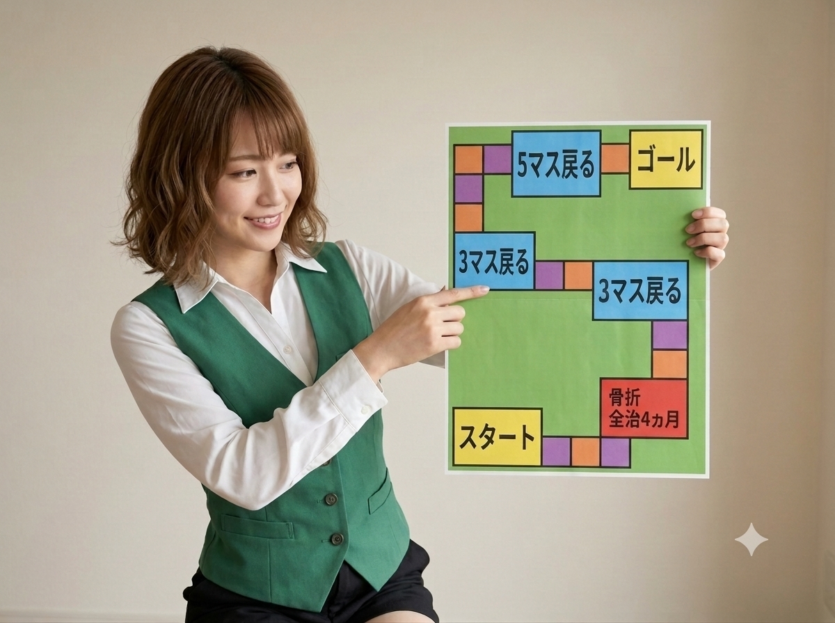 monomezurac's tweet photo. （生成AI）（架空の人物）
　「すごろく　で遊ぼう！　…　…何なのぉ…この　すごろく…（困惑）」　
　（脚ギプスの女子）。 https://t.co/00HkgO48PS