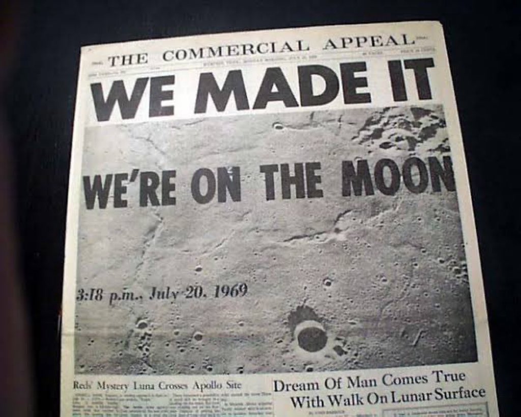 cb_doge's tweet photo. This was the newspaper 57 years ago today.

July 20, 1969, the day humans first landed on the Moon. https://t.co/dgwft3FweR