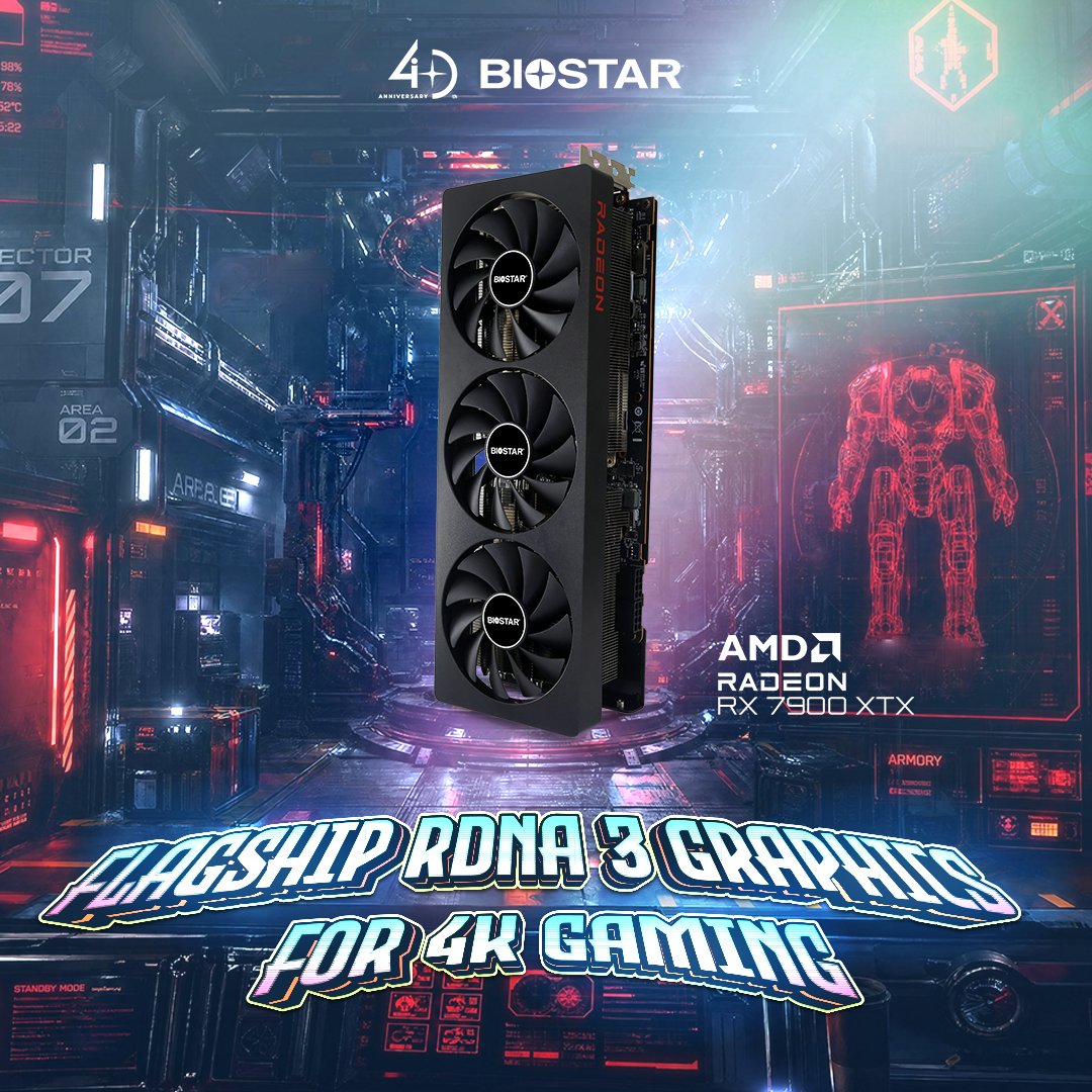 BIOSTAR_Global's tweet photo. The RX 7900 XTX, built on AMD RDNA 3 architecture, delivers exceptional 4K gaming performance with ultra-smooth gameplay and stunning visual quality.
Know more:
https://t.co/7vIAUqUdop
#BIOSTAR #AMD #amdradeon #gaming https://t.co/JW6dEixdVo